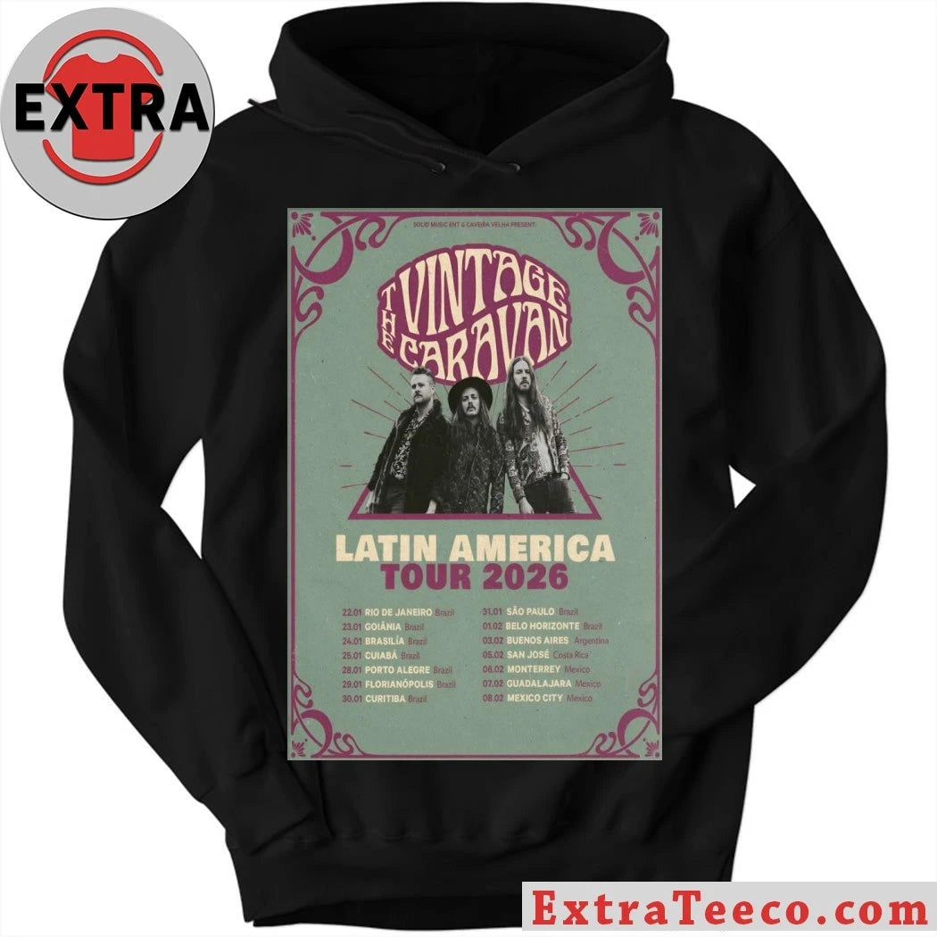 Official The Vintage Caravan Tour Latin America 2026 Poster T-Shirt