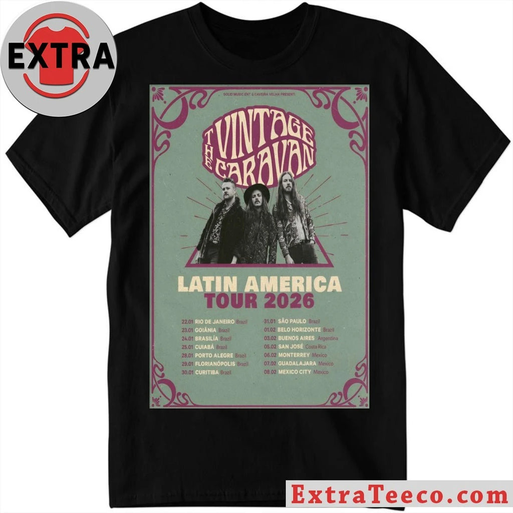Official The Vintage Caravan Tour Latin America 2026 Poster T-Shirt