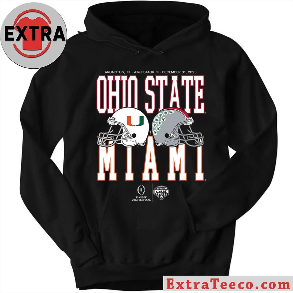 Official The upcoming Cotton Bowl Goodyear Playoff quarterfinal between Ohio State and Miami will take place on December 31, 2025, at AT&amp;T Stadium in Arlington, TX Shirt – Copy