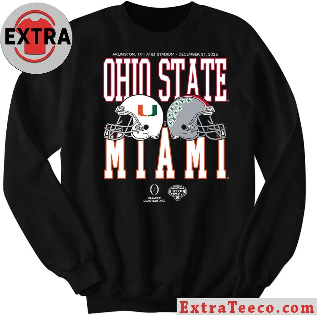 Official The upcoming Cotton Bowl Goodyear Playoff quarterfinal between Ohio State and Miami will take place on December 31, 2025, at AT&amp;T Stadium in Arlington, TX Shirt – Copy