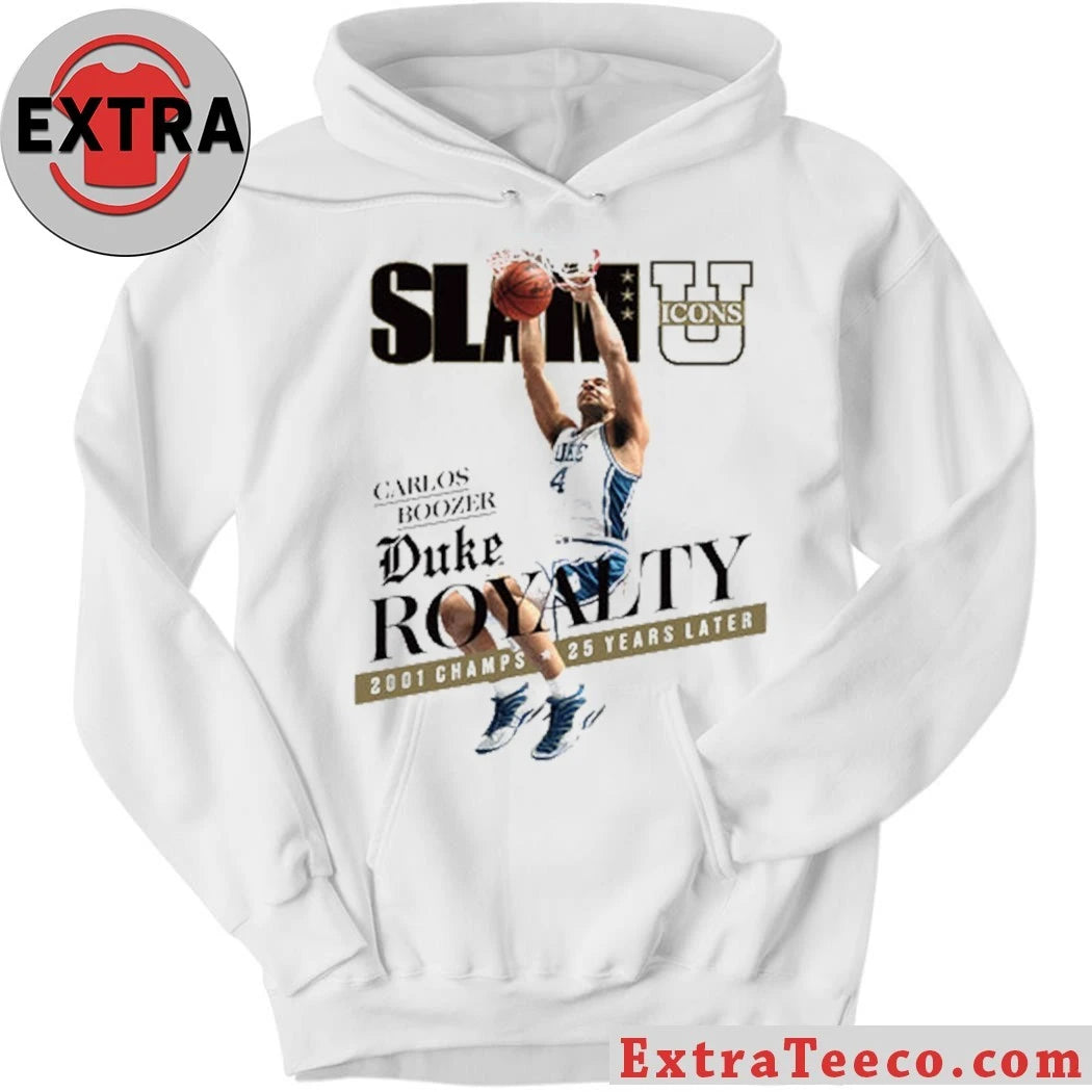 Official This commemorative T-shirt from the SLAM U ICONS collection honors Duke’s 2001 national championship team, featuring player Carlos Boozer