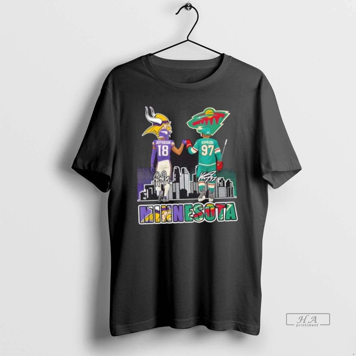 Official Trendy Minnesota Sports Jefferson Vikings X Kaprizov Wild Skyline