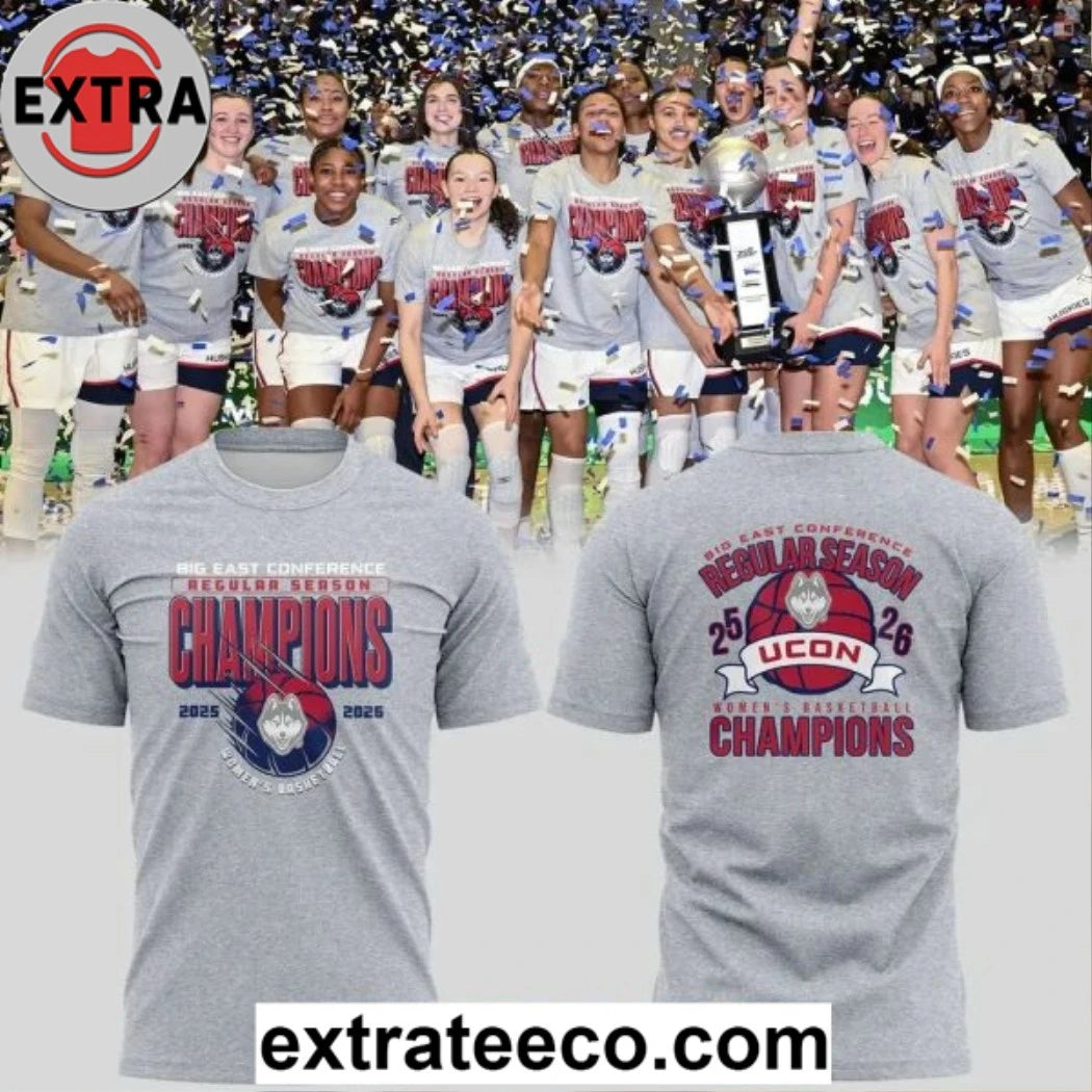 Official UConn Huskies Women’s Big East Conference 2026 Champions Logo Two Sided T-Shirt