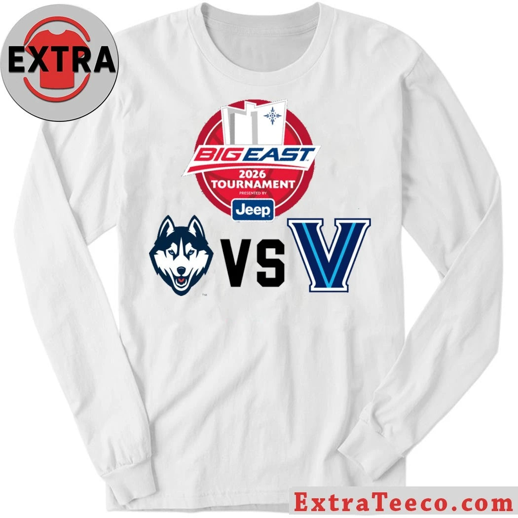 Official US college basketball between UConn Huskies and Villanova Wildcats Logo Shirt