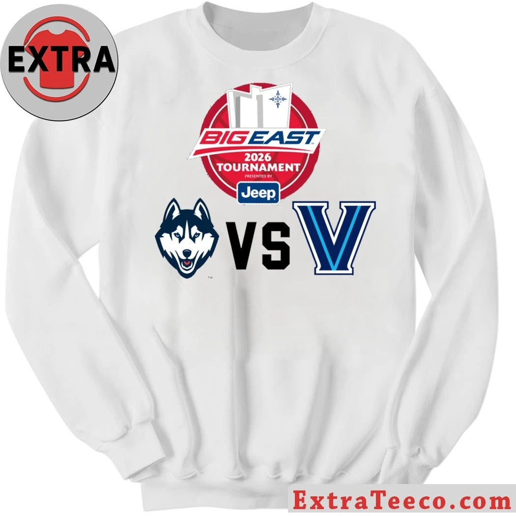 Official US college basketball between UConn Huskies and Villanova Wildcats Logo Shirt