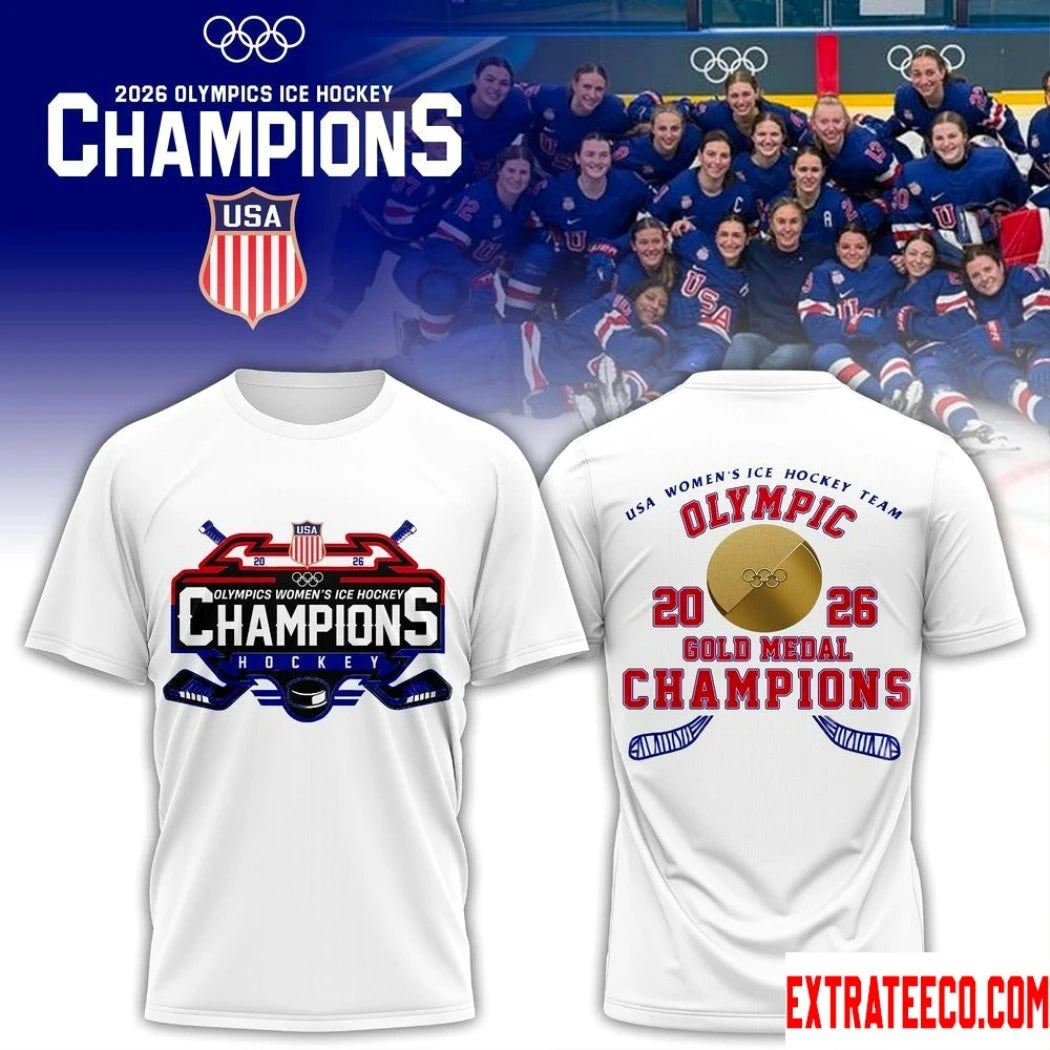 Official USA Women’s National Ice Hockey Team 2026 Olympic Gold Medal Champions T-Shirt
