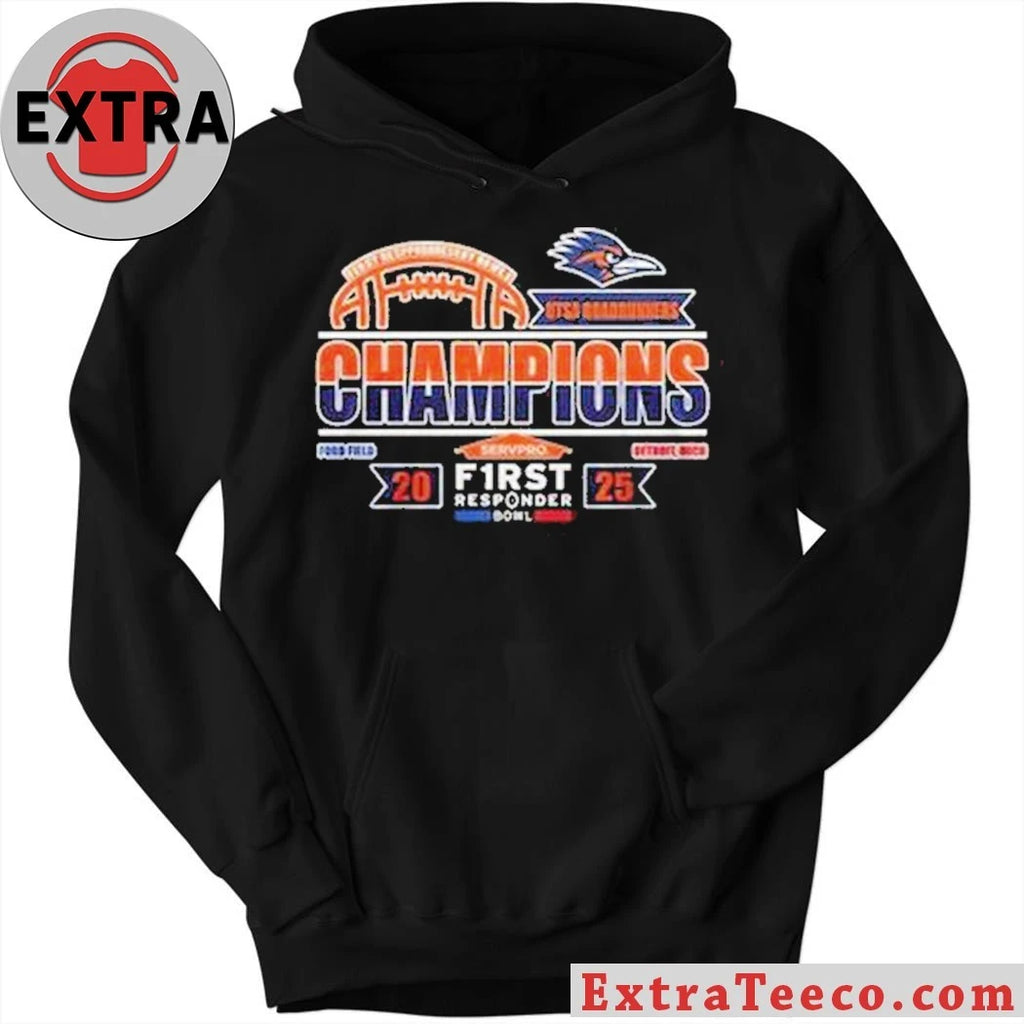 Official UTSA Roadrunners First Responder Bowl Champions 2025 Logo Hoodie T-Shirt