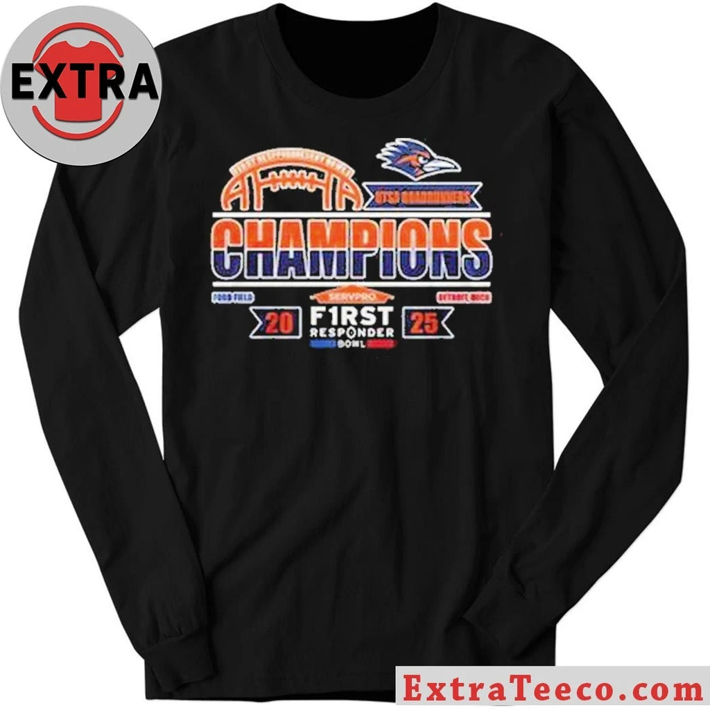 Official UTSA Roadrunners First Responder Bowl Champions 2025 Logo Hoodie T-Shirt
