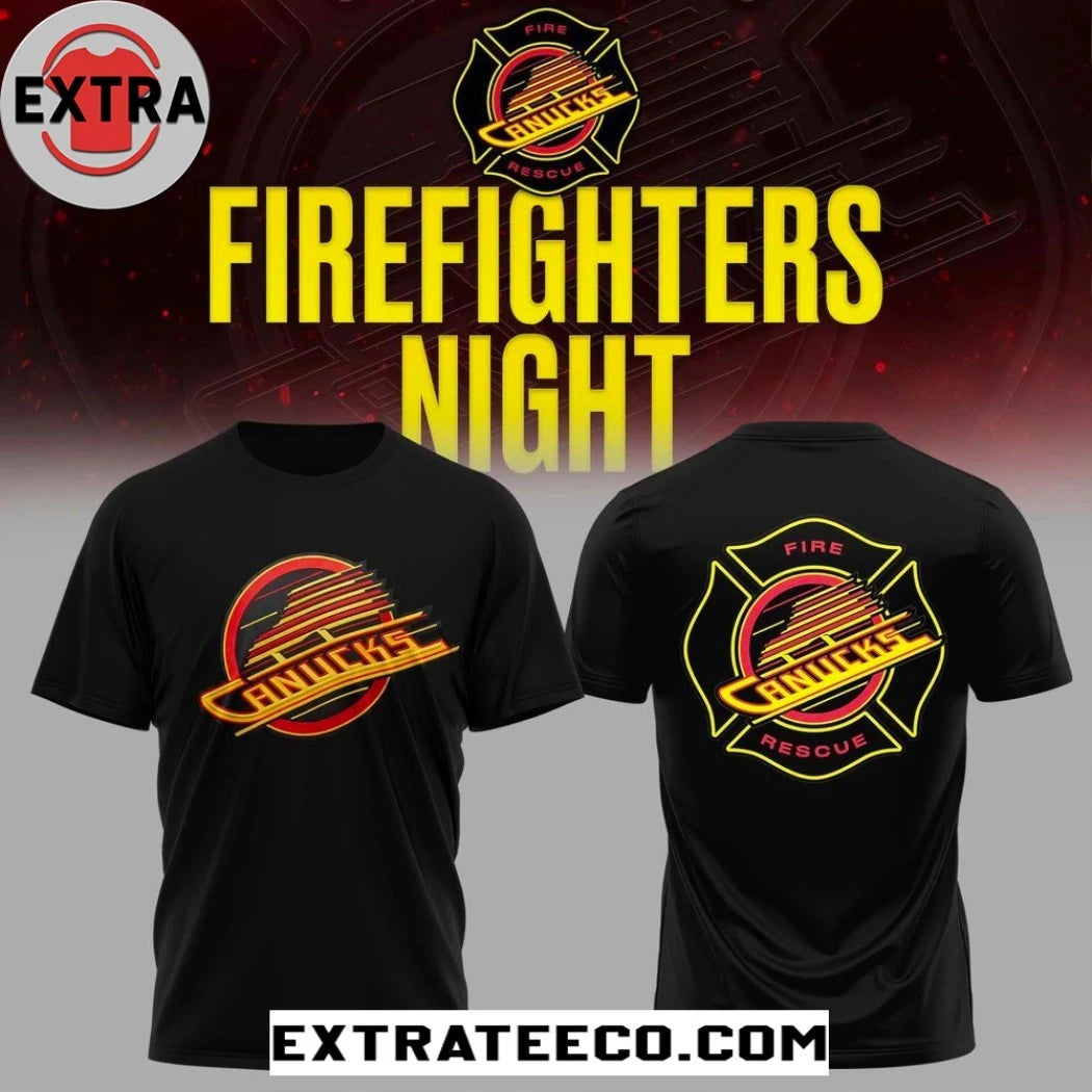 Official Vancouver Canucks Firefighters Night Logo Two Sided Hoodie Shirt