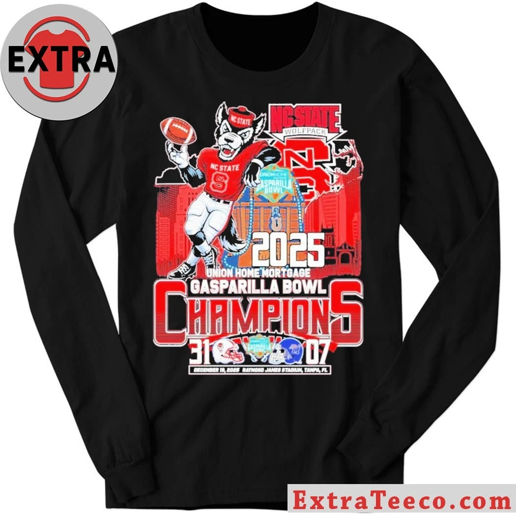Official Victory of the NC State Wolfpack at the Union Home Mortgage Gasparilla Bowl, December 19, 2025, at Raymond James Stadium, Tampa, FL T-Shirt