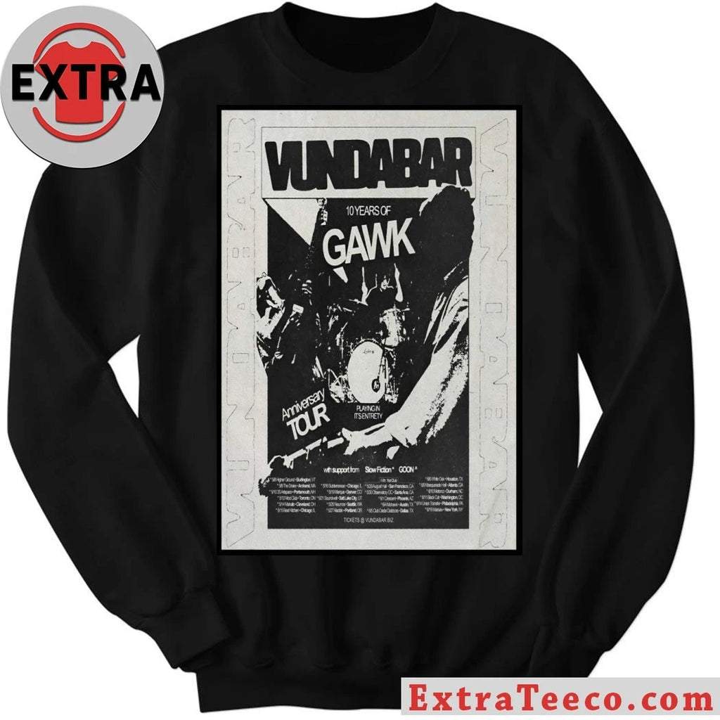 Official Vundabar 10 Years Of Gawk North America 2026 Tour Poster Shirt