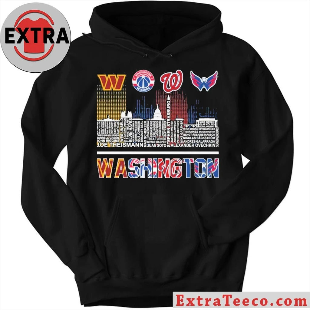 Official Washington Redskins Wizards Capitals Washington Nationals Proud City And Logo T-Shirt