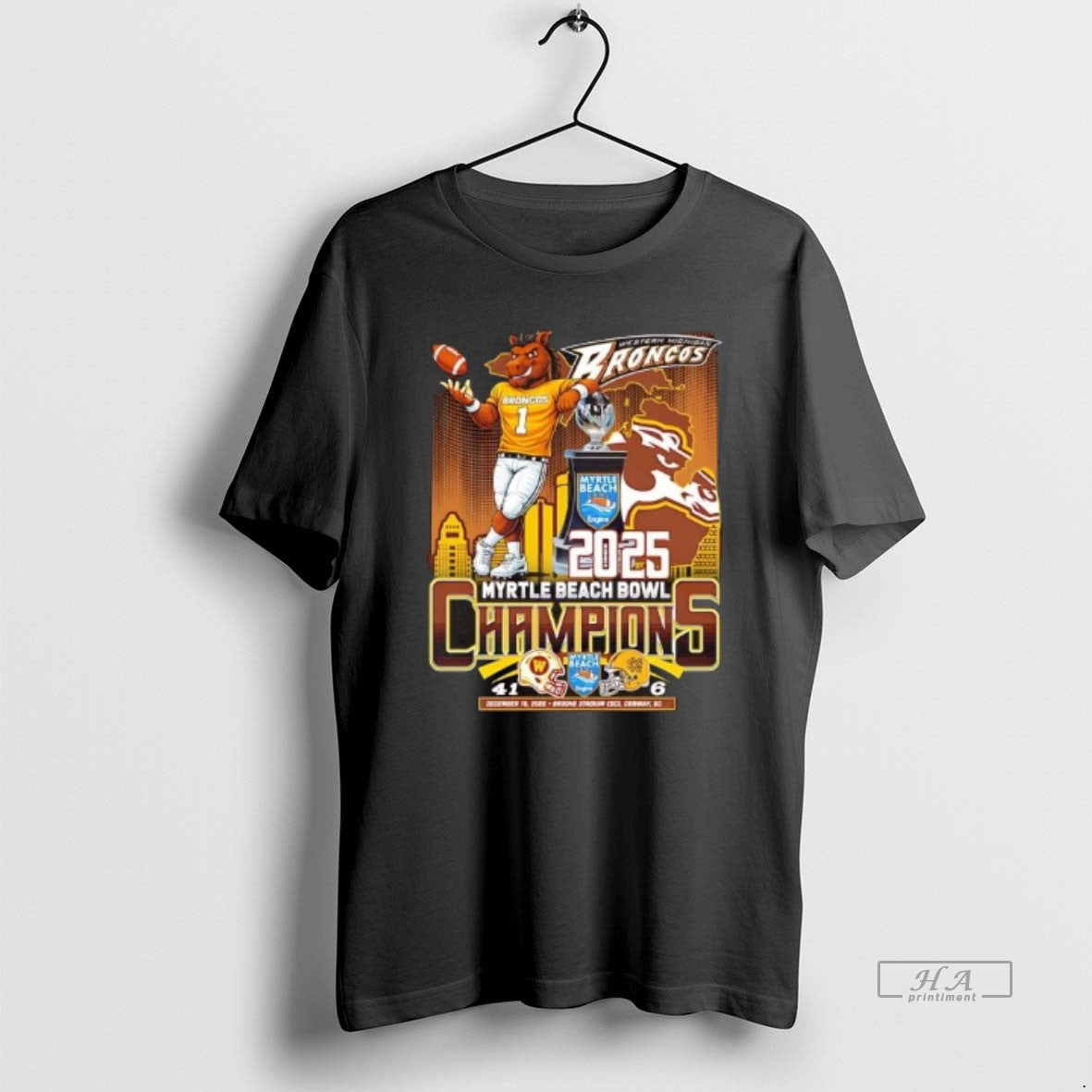 Official Western Michigan Broncos 2025 Myrtle Beach Bowl Champions Skyline T-Shirts, Hoodie, Sweatshirt | PodTeesHub.com
