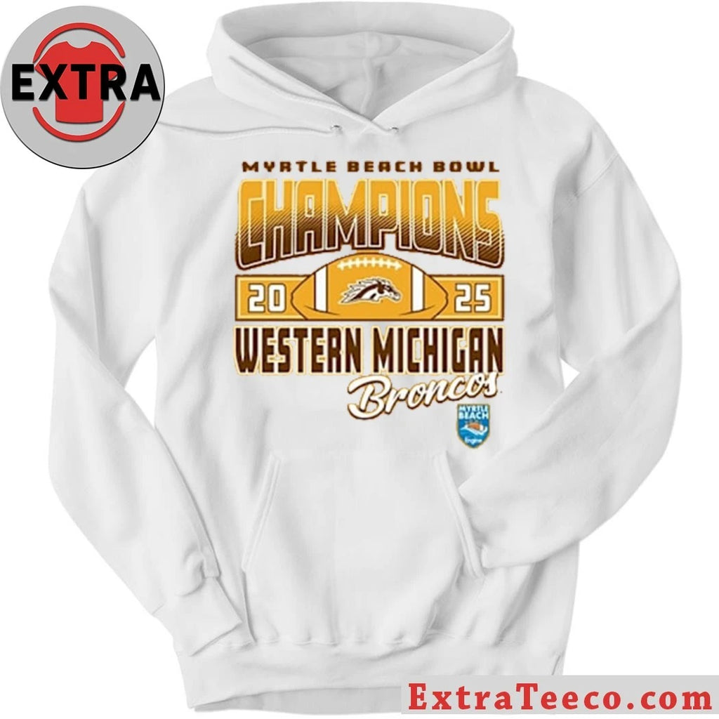 Official Western Michigan Broncos Gold Blue 84 2025 Myrtle Beach Bowl Champions Shirt
