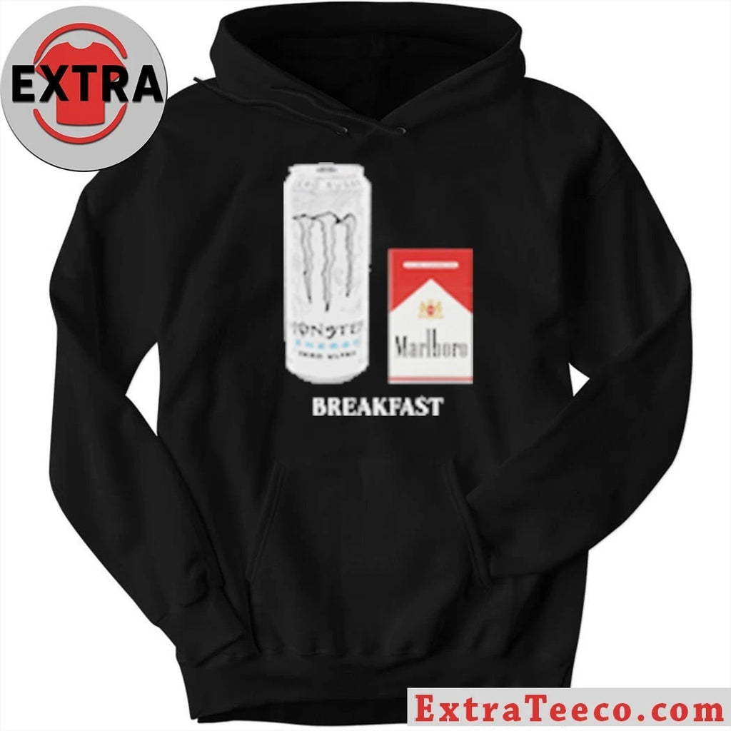 Official White Monster Marlboro Red Cigarette Breakfast T-Shirt