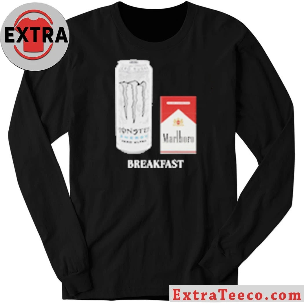 Official White Monster Marlboro Red Cigarette Breakfast T-Shirt