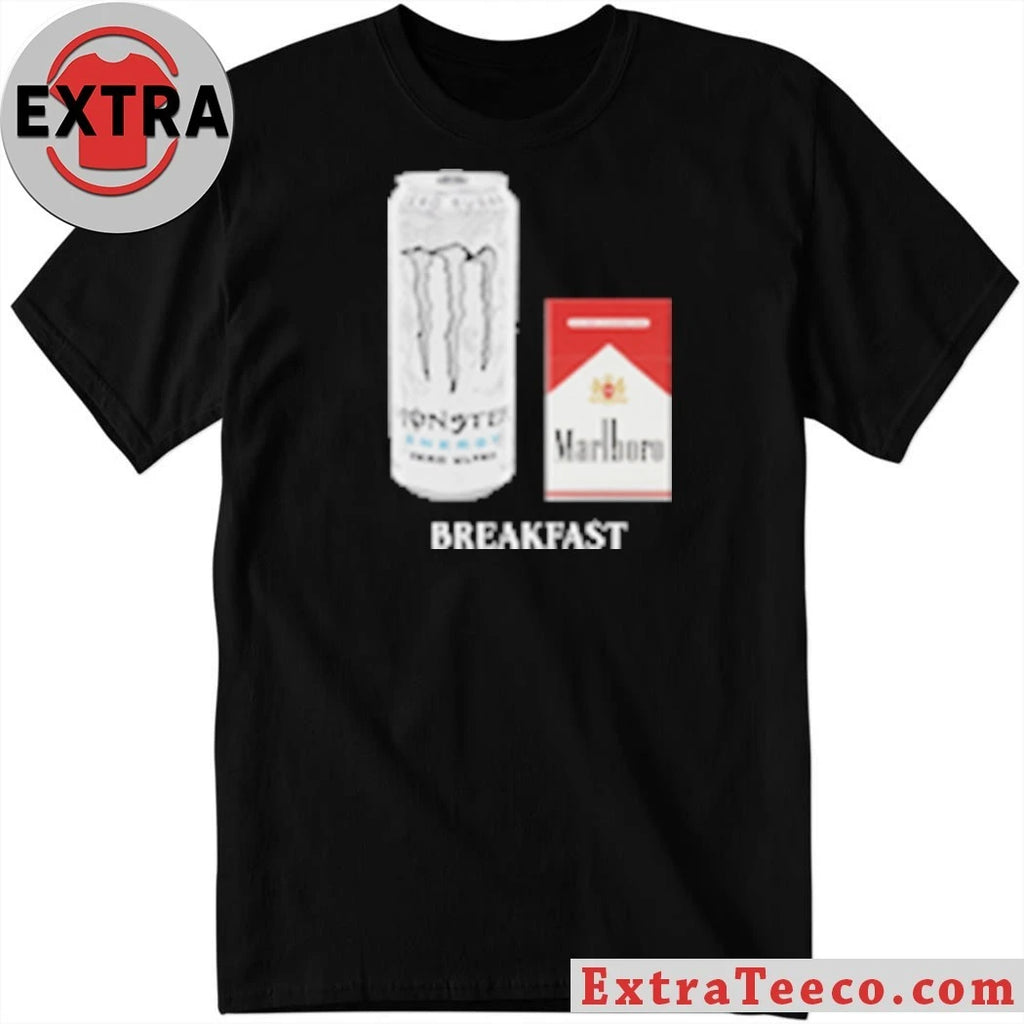 Official White Monster Marlboro Red Cigarette Breakfast T-Shirt