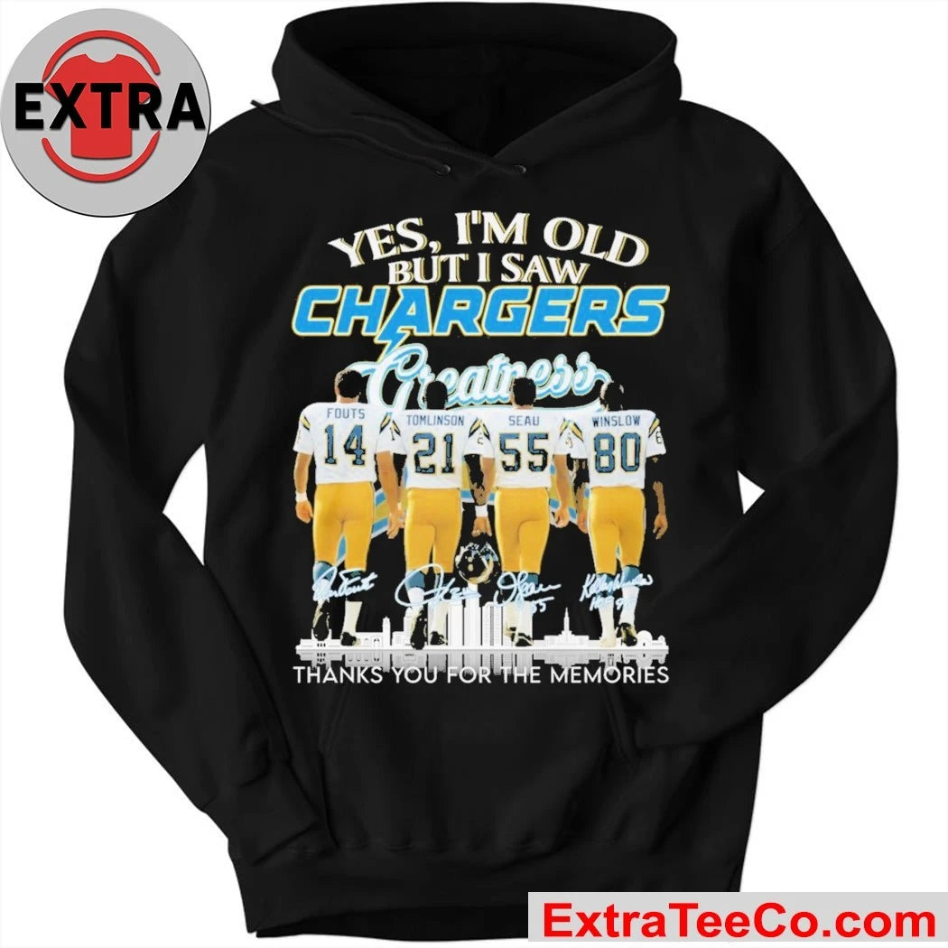 Official Yes Im Old But I Saw Los Angeles Chargers Greatness Signature Thank You For The Memories Unisex T-shirt
