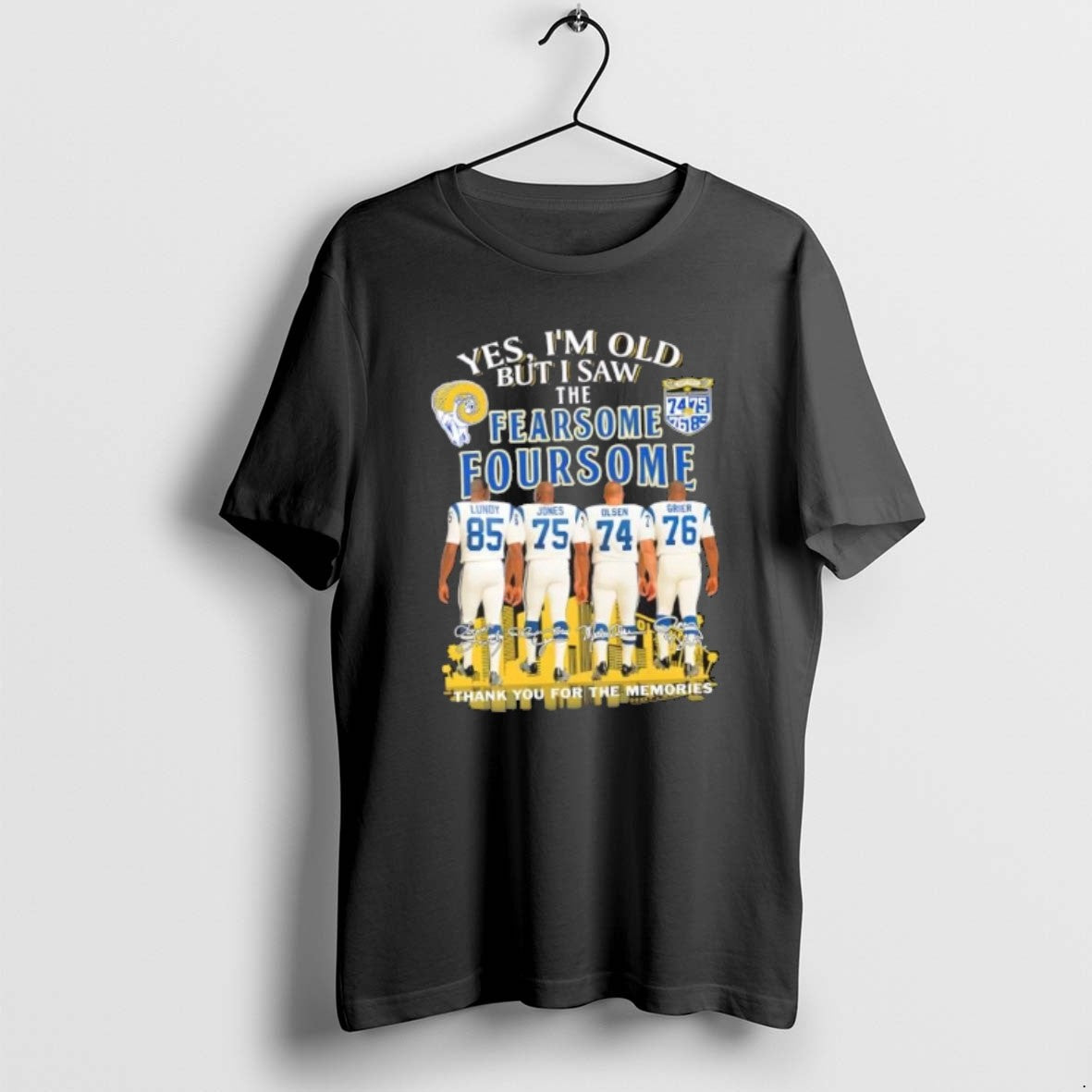 Official Yes Im Old But I Saw The Fearsome Foursome Lundy Jones Olsen Grier Los T-Shirts, Hoodie, Sweatshirt | PodTeesHub.com