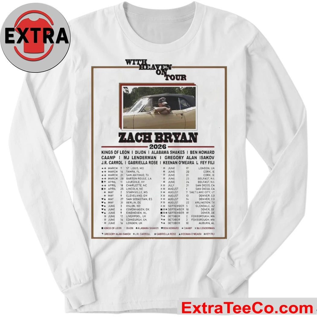 Official Zach Bryan With Heaven On Tour 2026 Signature Shirt