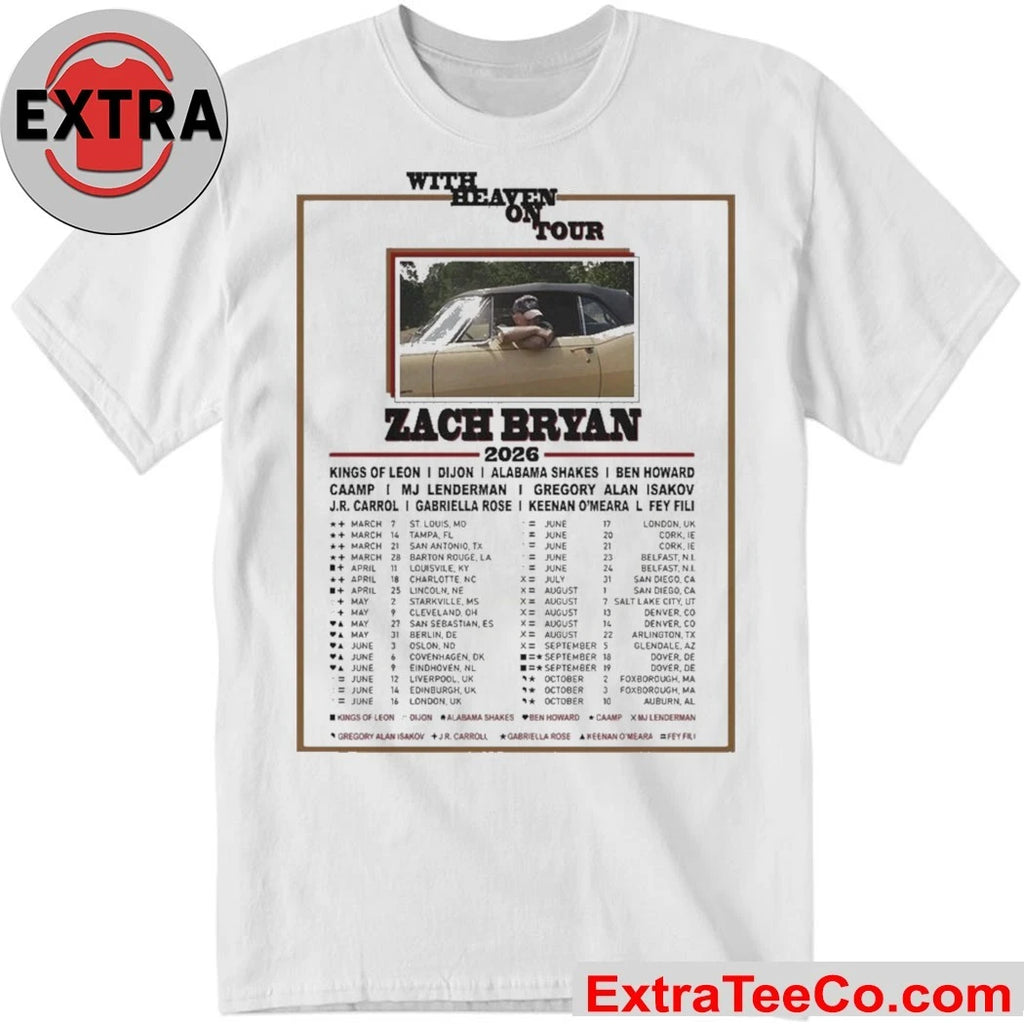 Official Zach Bryan With Heaven On Tour 2026 Signature Shirt