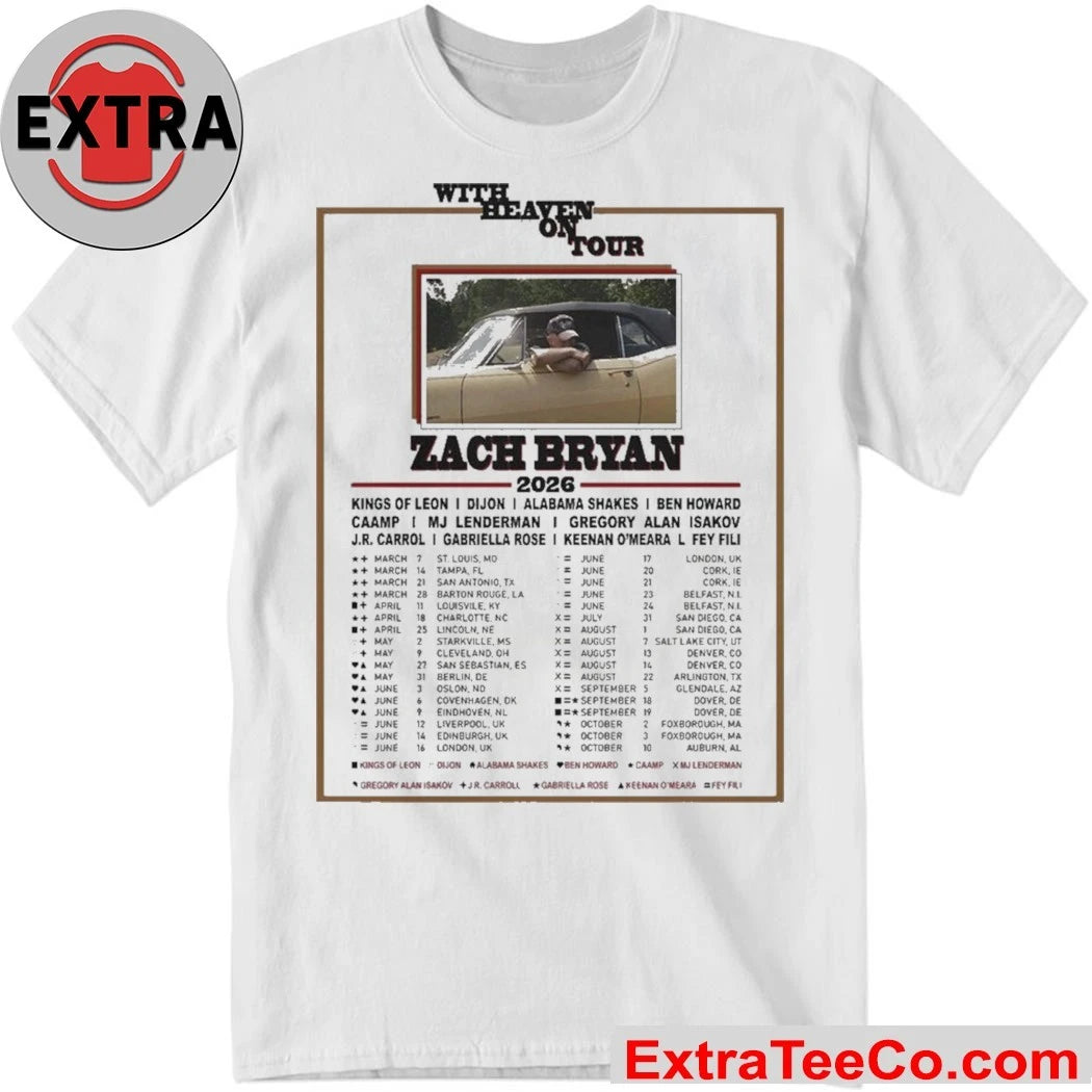 Official Zach Bryan With Heaven On Tour 2026 Signature Shirt