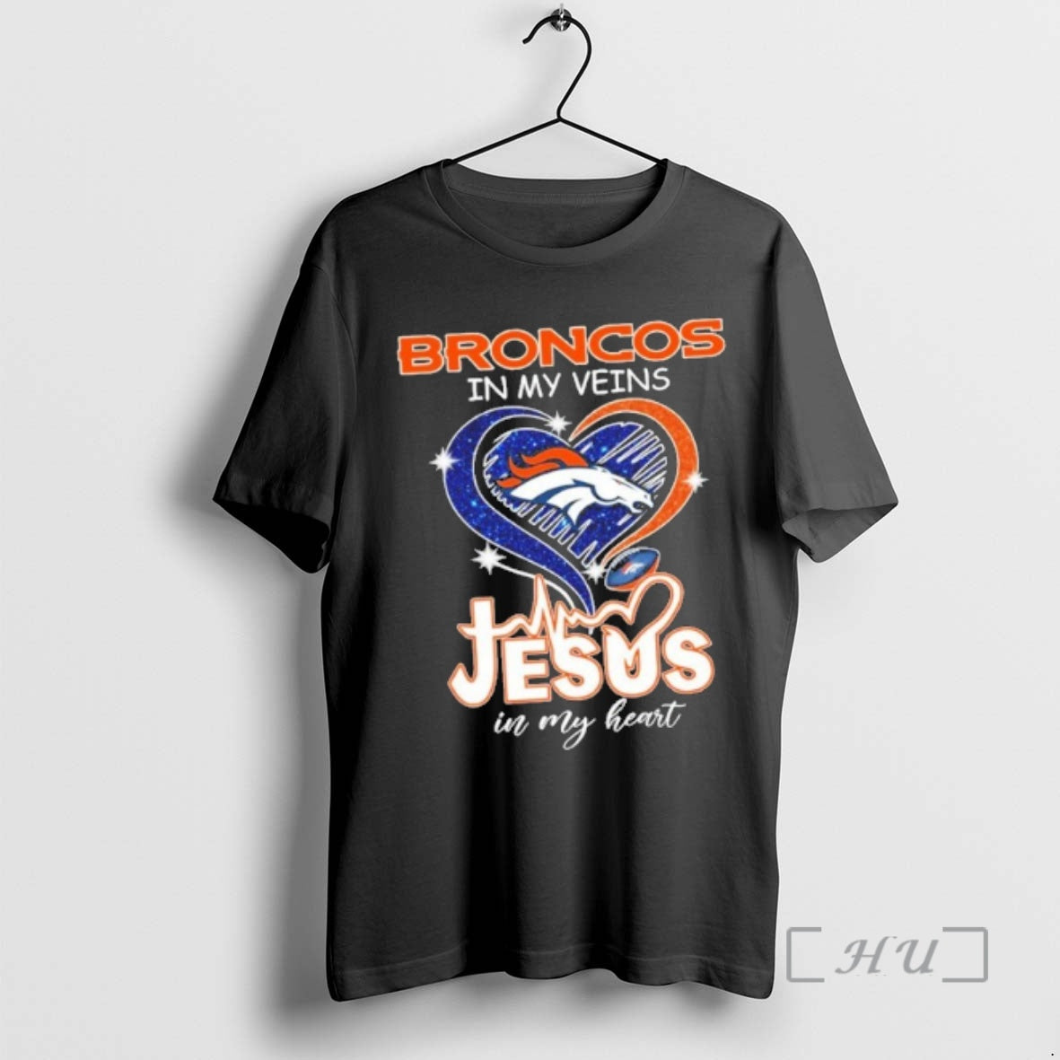 Officials Broncos In My Veins Heart Logo Ball Jesus In My Heart Premium T Shirts Hoodie, Sweatshirt | PodTeesHub.com