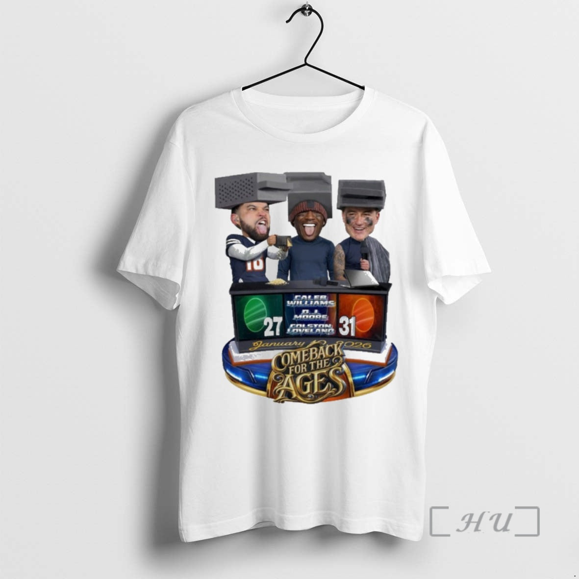 Officials Caleb Williams Colston Loveland And Dj Moore Comeback For The Ages 2026 Premium T-Shirts, Hoodie, Sweatshirt