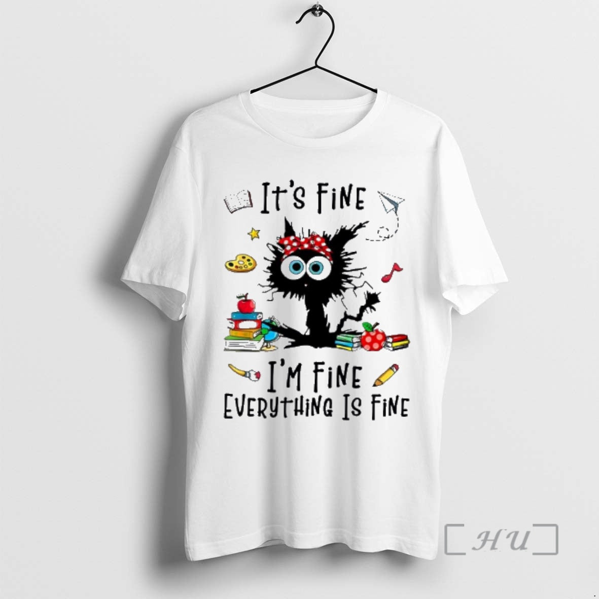 Officials Cat Its Fine Im Fine Everything Is Fine 100 Days Of School Premium T-Shirts, Hoodie, Sweatshirt | PodTeesHub.com