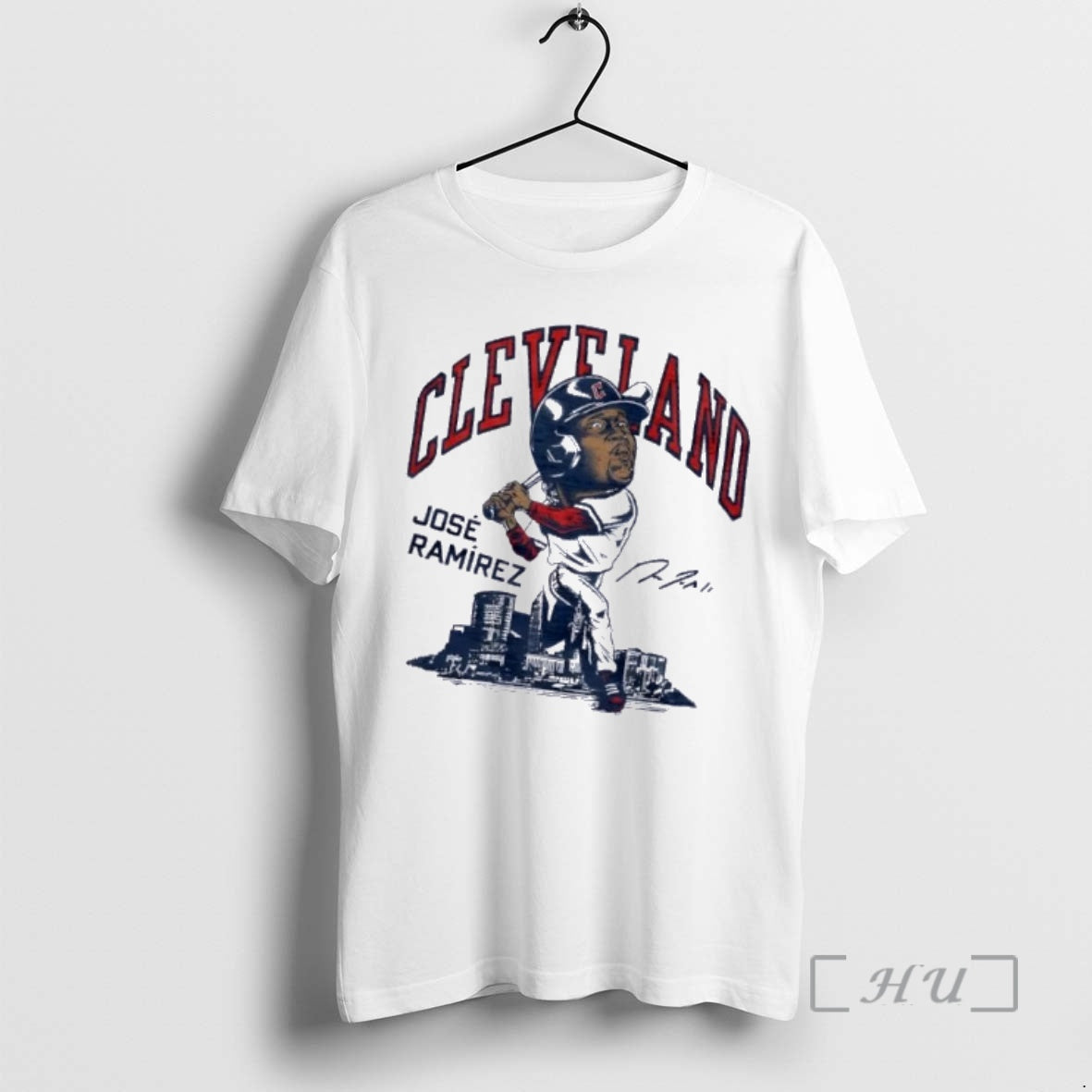 Officials Cleveland Guardians Jose Ramirez Skyline Signature T-Shirts, Hoodie, Sweatshirt | PodTeesHub.com