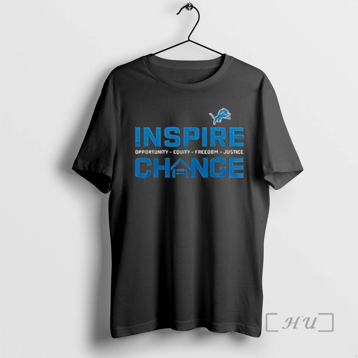 Officials Detroit Lions X Inspire Change Opportunity Equity Freedom Justice Double Sided Graphic Premium T-Shirts,...