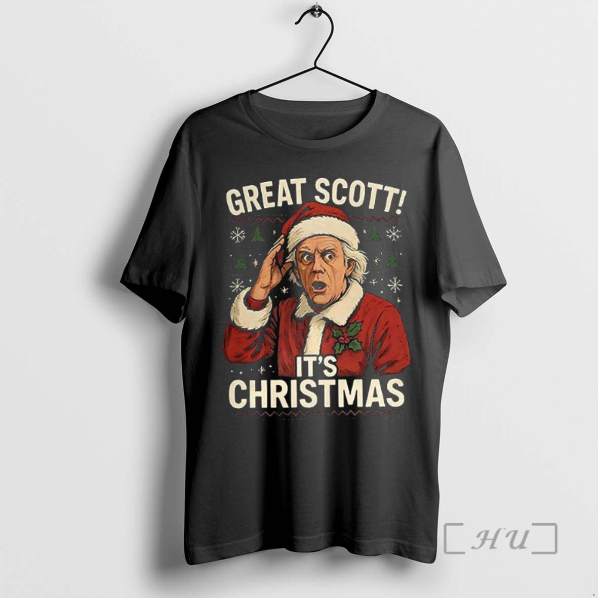 Officials Doc Brown Back To The Future Great Scott Its Ugly Christmas Premium T Shirts Hoodie, Sweatshirt | PodTeesHub.com