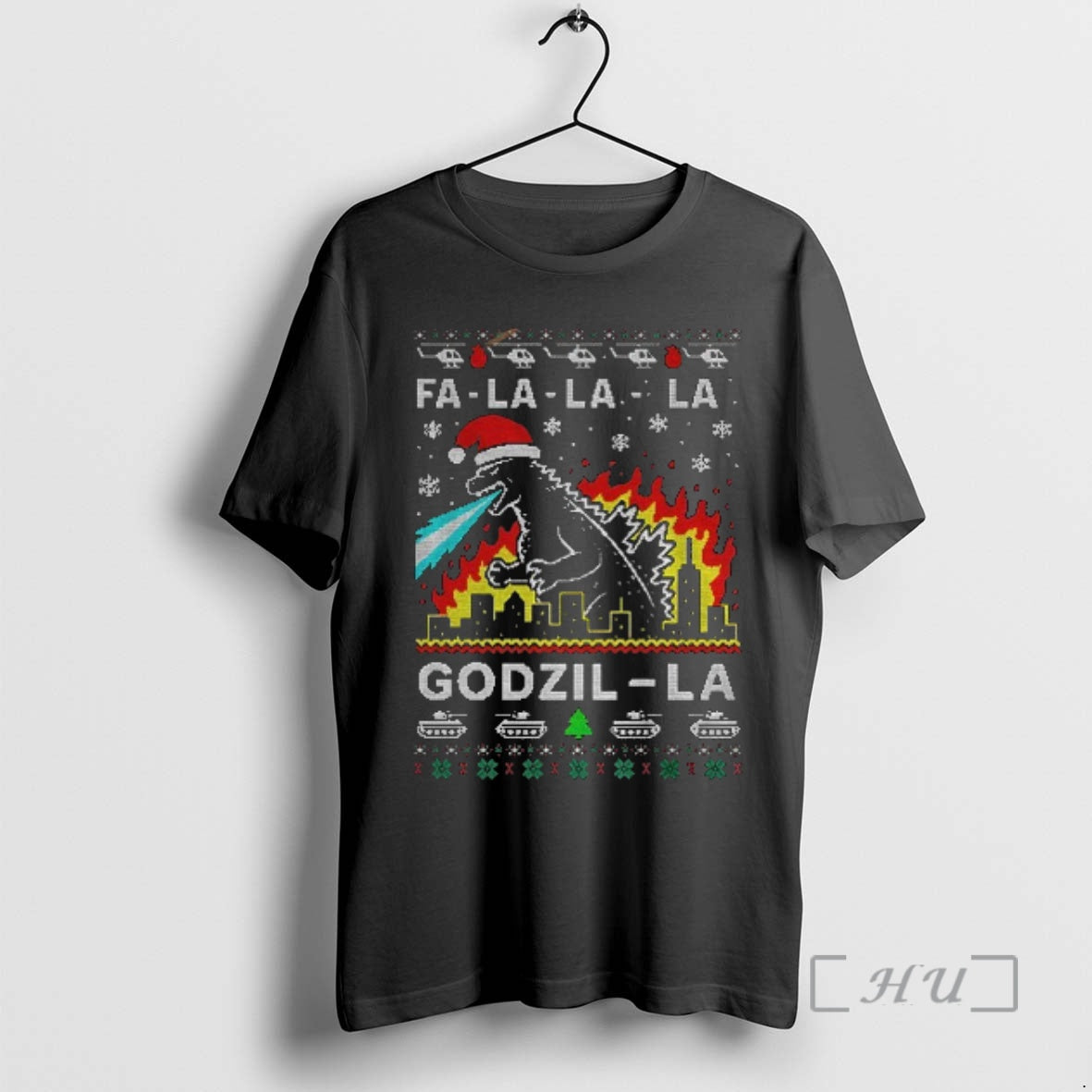 Officials Funny Godzilla Fa La La La Godzil La Merry Christmas Premium T Shirts Sweater Hoodie, Sweatshirt | PodTeesHub.com