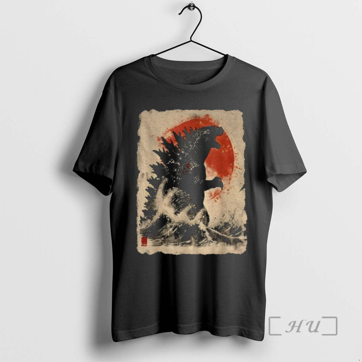 Officials Godzilla And The Wave Japanese King Of The Monsters Vintage Premium T Shirts Sweater Hoodie, Sweatshirt
