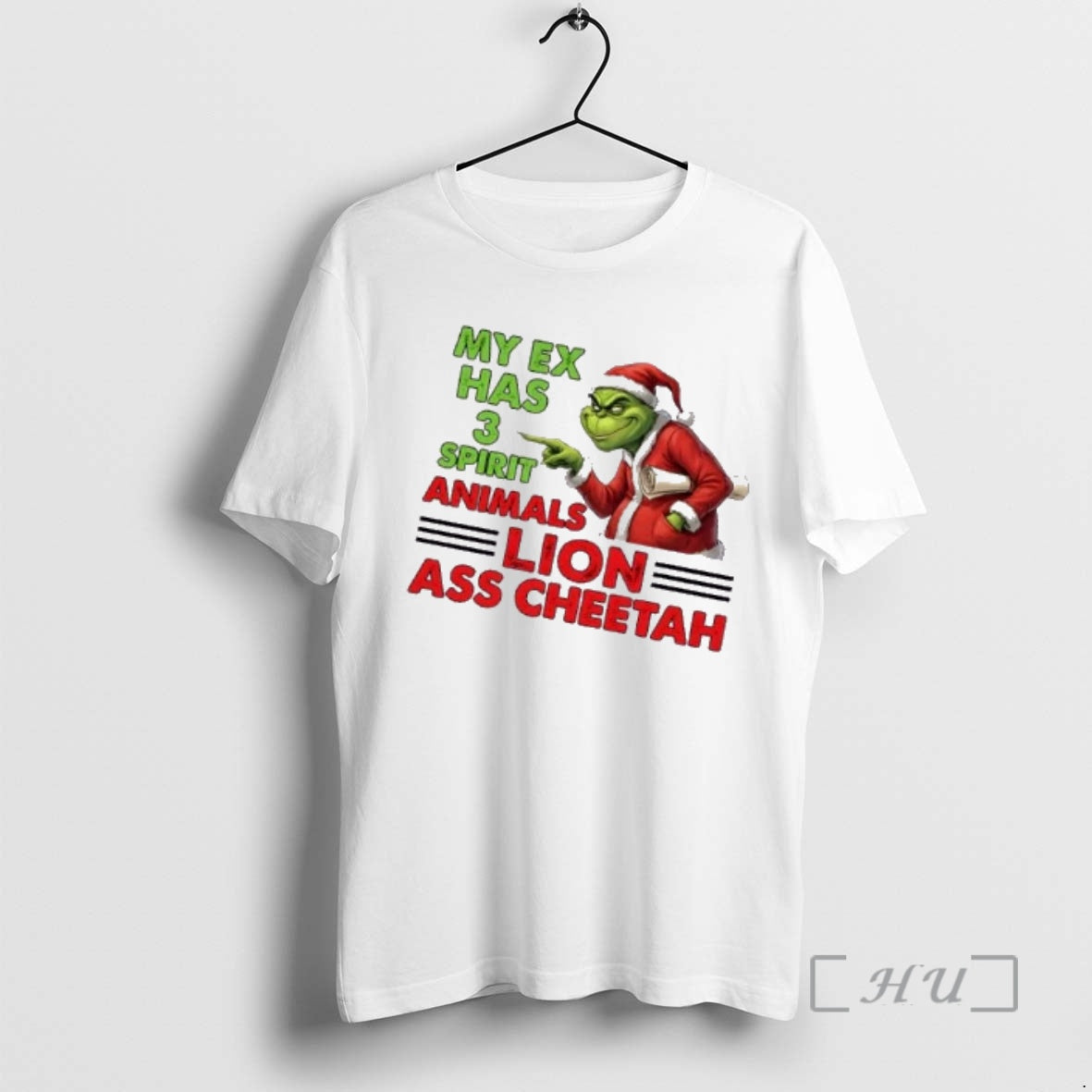 Officials Grinch My Ex Has 3 Spirit Animals Lion Ass Cheetah Premium T Shirts Sweater Hoodie, Sweatshirt | PodTeesHub.com