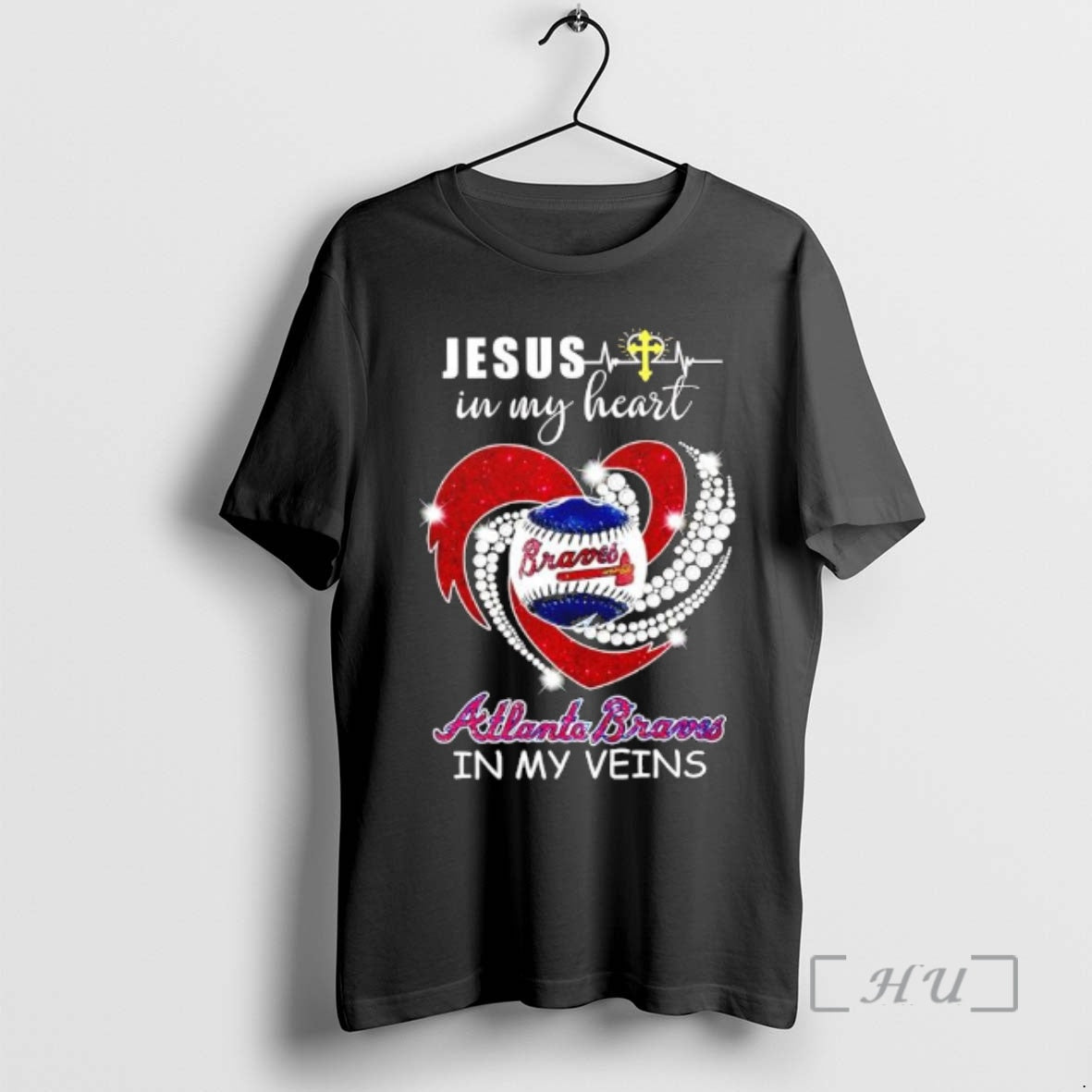 Officials Jesus In My Heart Atlanta Braves In My Veins T-Shirts, Hoodie, Sweatshirt | PodTeesHub.com