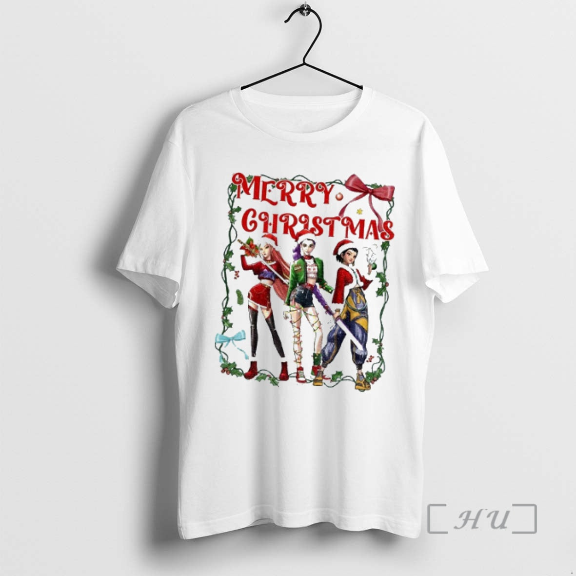 Officials Kpop Demon Hunter Cute Girl Group Winter Merry Christmas T-Shirts, Hoodie, Sweatshirt | PodTeesHub.com