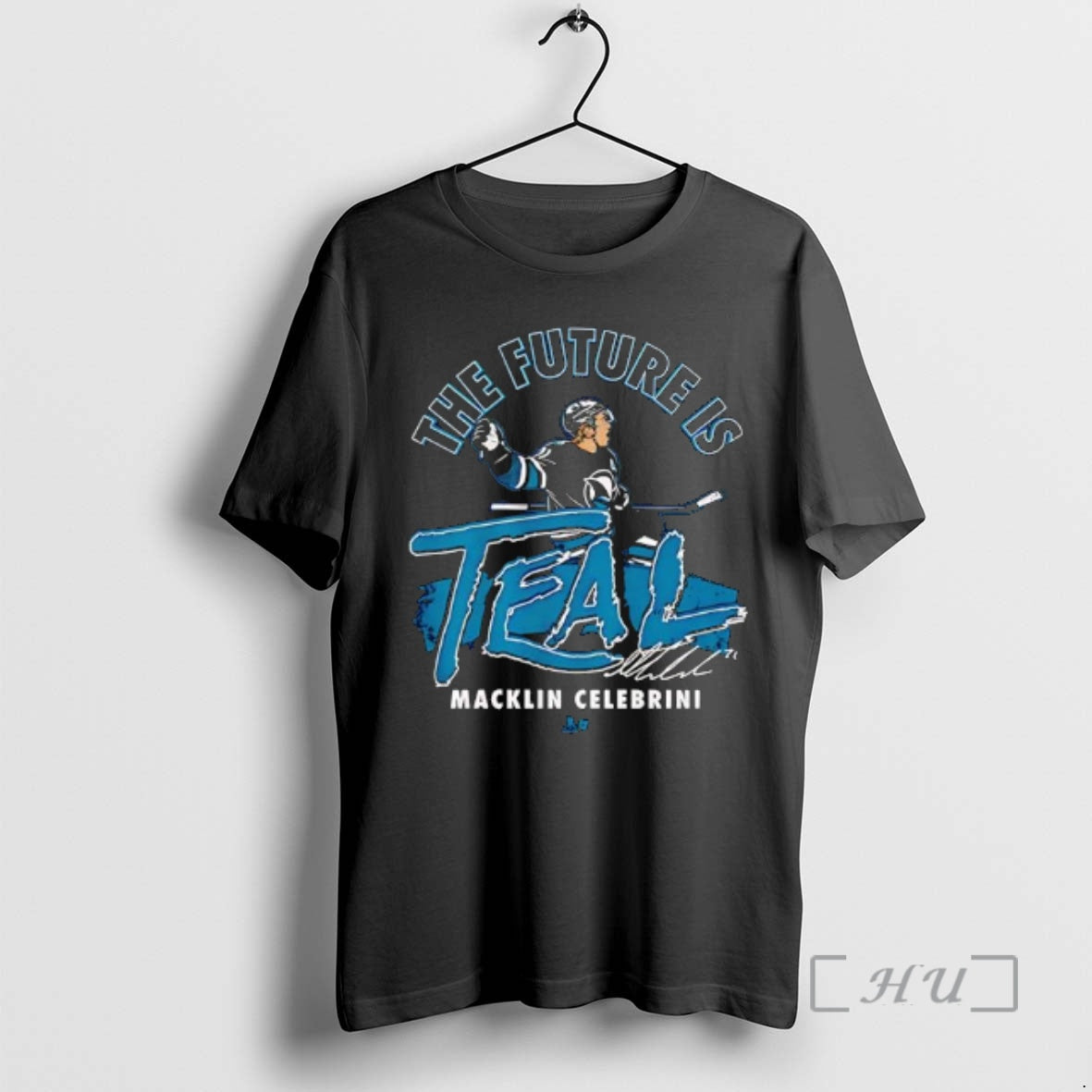 Officials Macklin Celebrini The Future Is Teal Signature T-Shirts, Hoodie, Sweatshirt | PodTeesHub.com