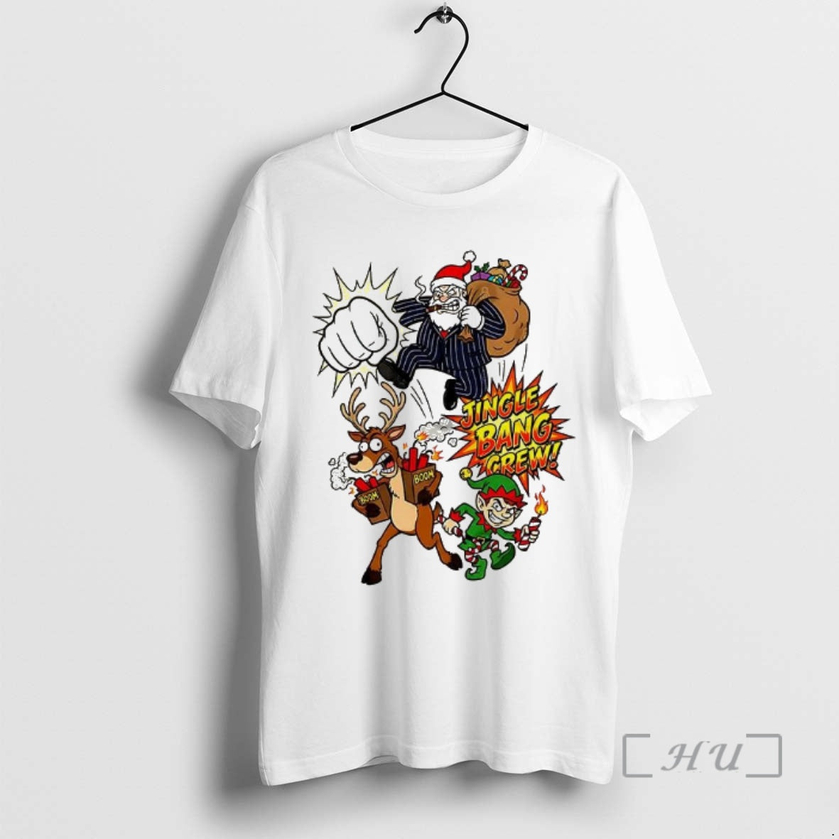 Officials Mafia Santa Reindeer And Elf Jingle Bang Crew T-Shirts, Hoodie, Sweatshirt | PodTeesHub.com