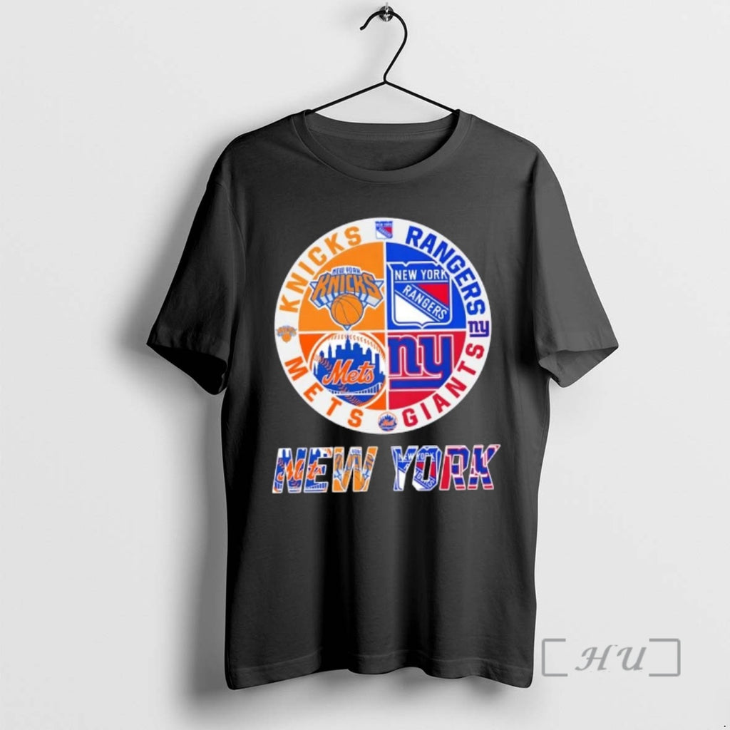 Officials New York City Sports Knicks Rangers Giants Mets Logos Combine Premium T Shirts Sweater Hoodie, Sweatshirt