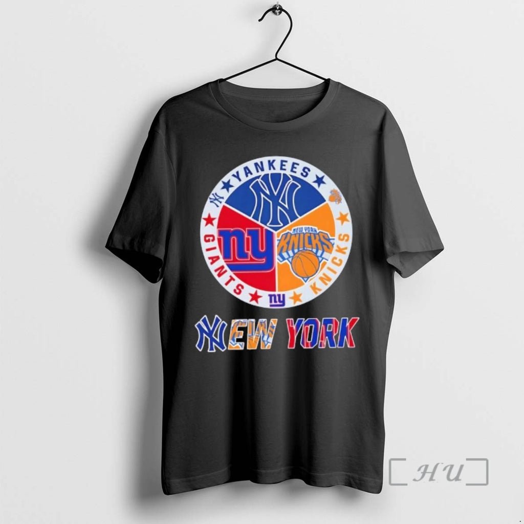 Officials New York City Sports Yankees Knicks Giants Logos Combine T-Shirts, Hoodie, Sweatshirt | PodTeesHub.com