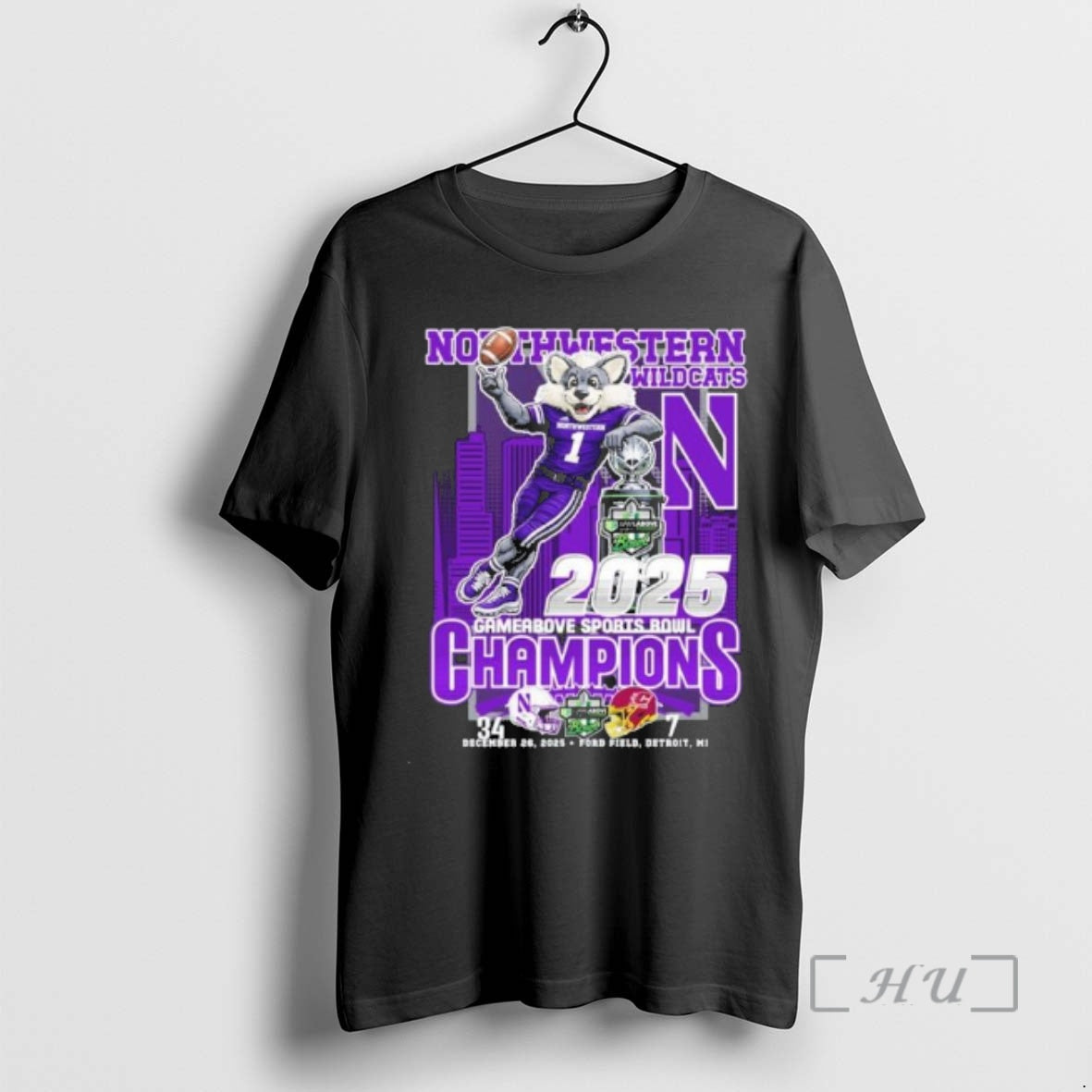 Officials Northwestern Wildcats Mascot 2025 Gameabove Sports Bowl Champions T-Shirts, Hoodie, Sweatshirt | PodTeesHub.com