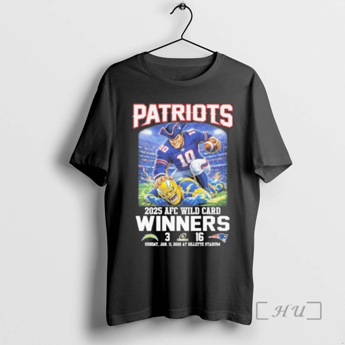 Officials Patriots Mascot 2025 Afc Wild Card Winners T-Shirts, Hoodie, Sweatshirt | PodTeesHub.com