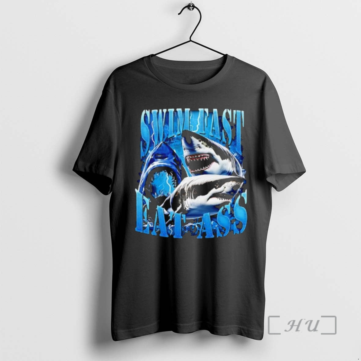 Officials Sharks Swim Fast Eat Ass Graphic T-Shirts, Hoodie, Sweatshirt | PodTeesHub.com