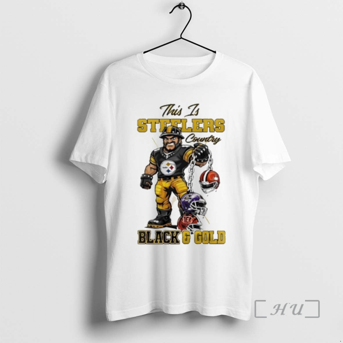 Officials Steelers Afc North Champions 2025 Mascot Black And Gold T-Shirts, Hoodie, Sweatshirt | PodTeesHub.com