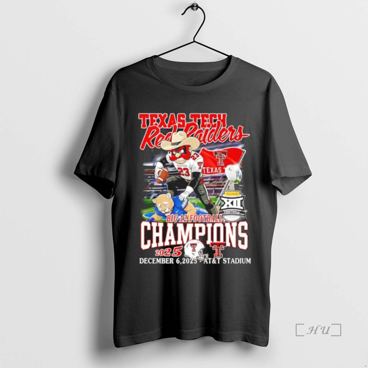 Officials Texas Tech Red Raiders Football Big 12 Champions 2025 Mascot Premium T Shirts Sweater Hoodie, Sweatshirt