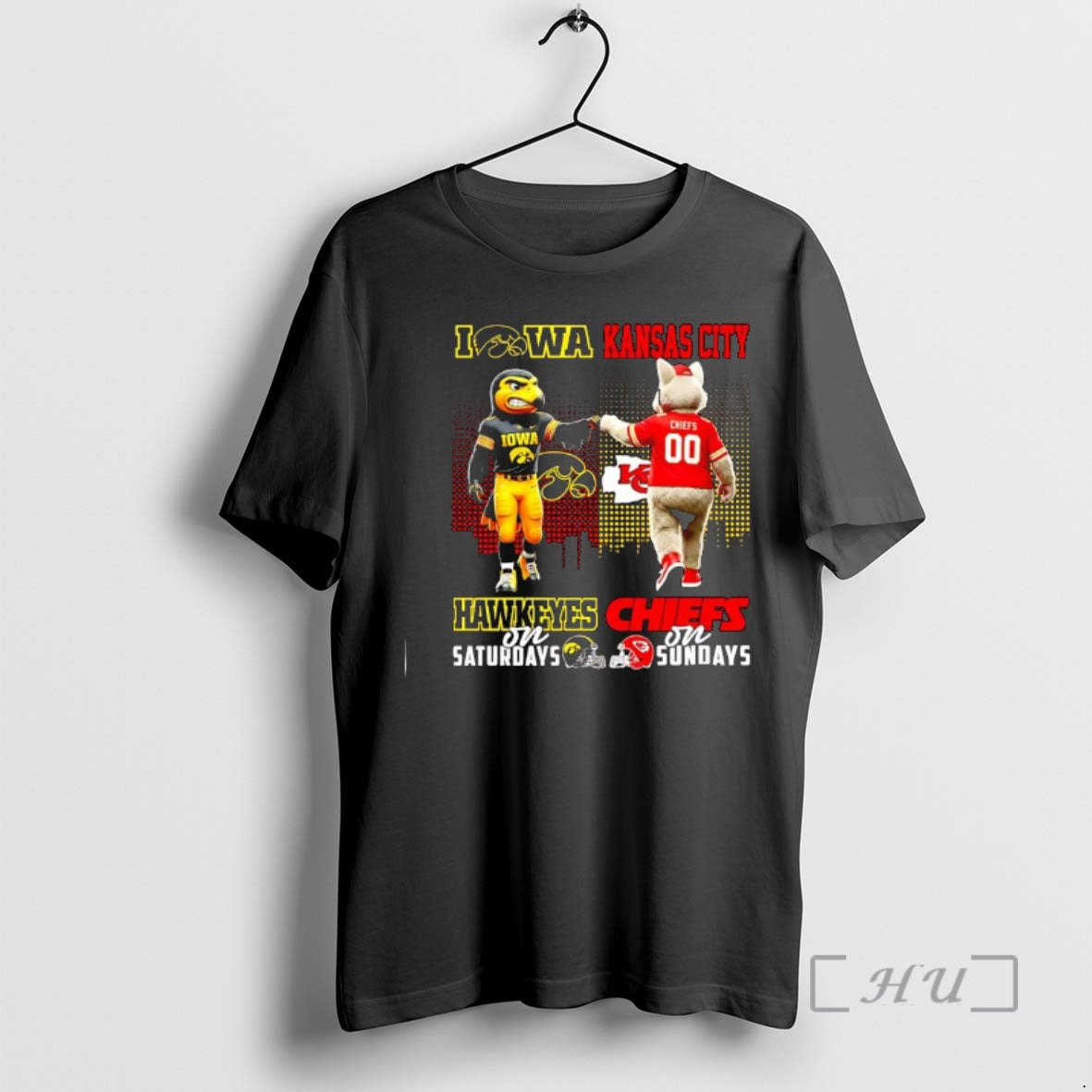 Officials The Iowa Hawkeyes On Saturdays And Kansas City Chiefs On Sundays Mascots Logos Premium T-Shirts, Hoodie, Sweatshirt
