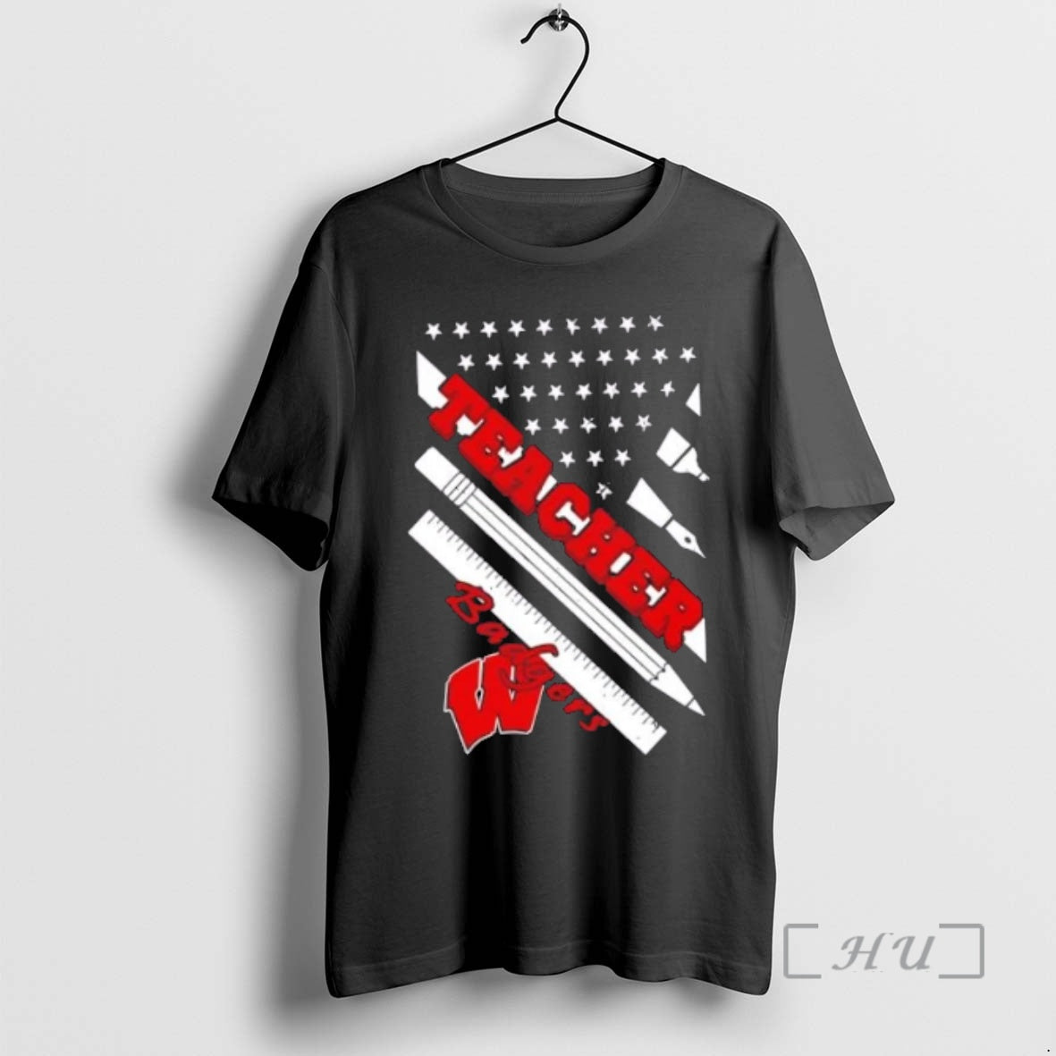 Officials Wisconsin Badgers X Teacher American Flag T-Shirts, Hoodie, Sweatshirt | PodTeesHub.com