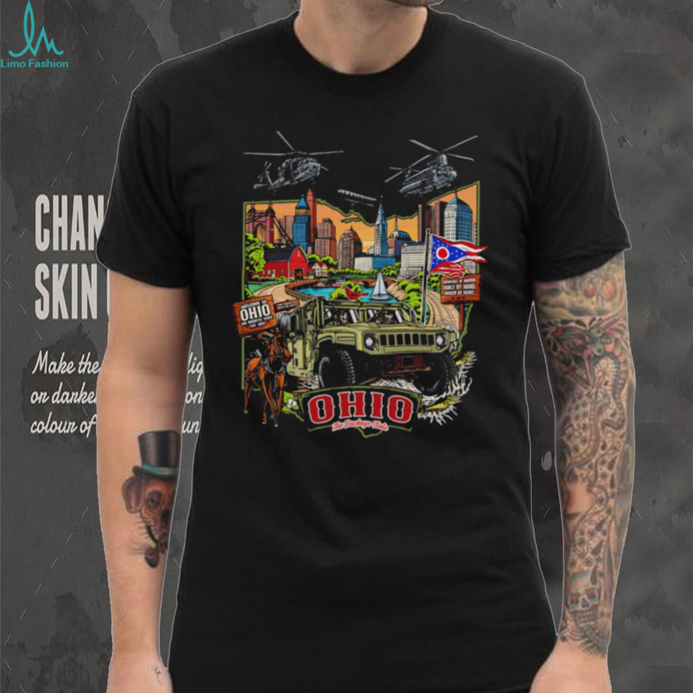 Ohio The Buckeye State Humvee Military City Skyline T Shirt