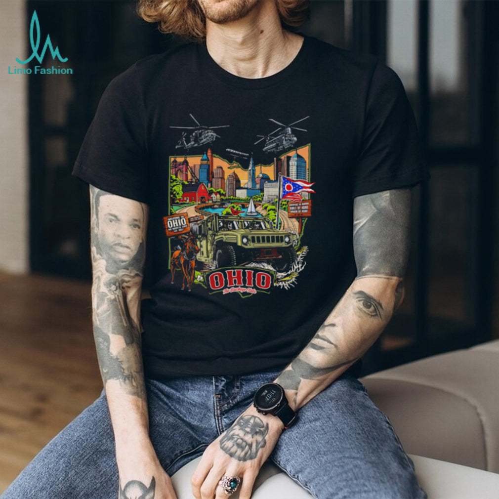 Ohio The Buckeye State Humvee Military City Skyline T Shirt